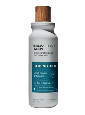 Raw~Sugar Men's Strengthen 2-in-1 Shampoo and Conditioner, Growth Reviving & Thickening, Coconut, 18 fl oz (Pack of 1)