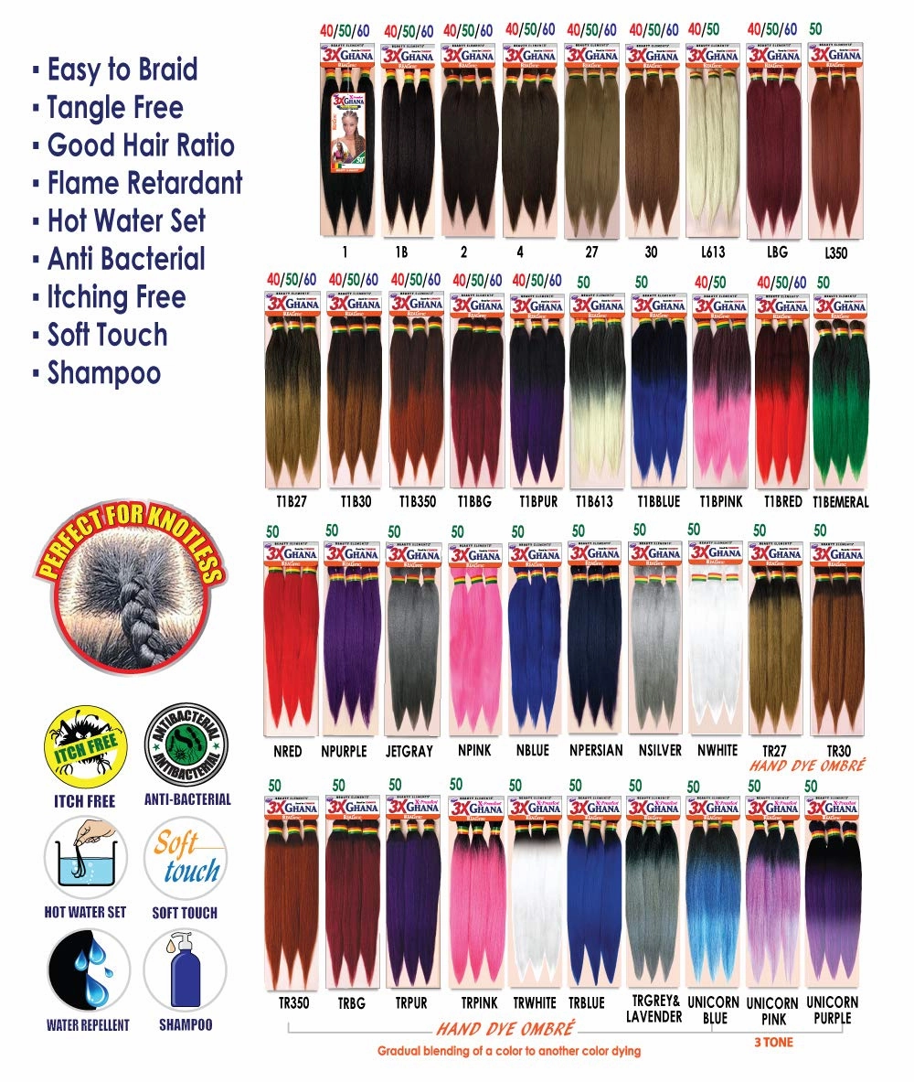 REALISTIC Multi Pack X-Pression 3X Ghana Braids Pre-stretched Unfolded 60" 100% Kanekalon Easy to Braid, Knotless, Feed in Itch Free (20-Pack, 27) E613XG6-2720
