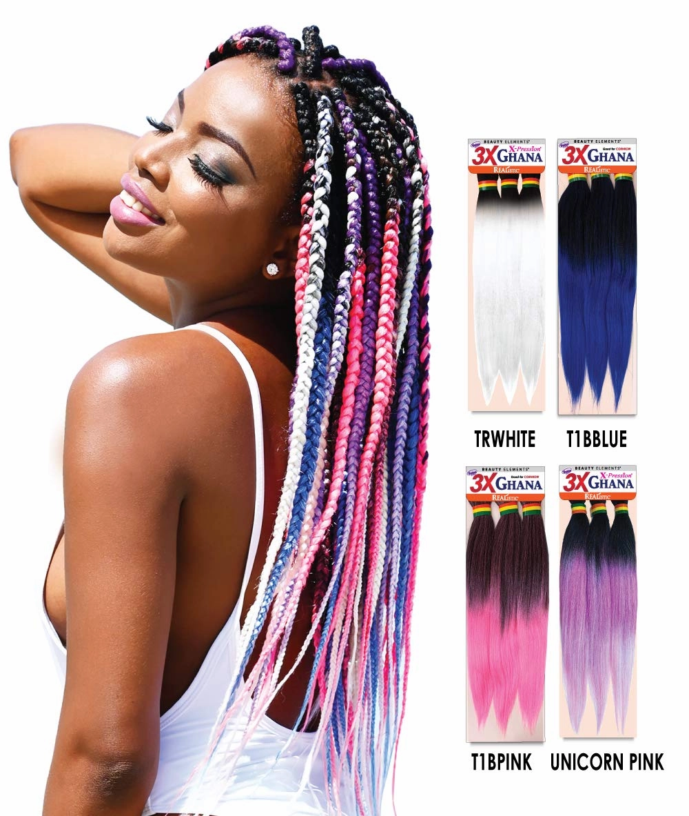 REALISTIC Multi Pack X-Pression 3X Ghana Braids Pre-stretched Unfolded 60" 100% Kanekalon Easy to Braid, Knotless, Feed in Itch Free (20-Pack, 27) E613XG6-2720