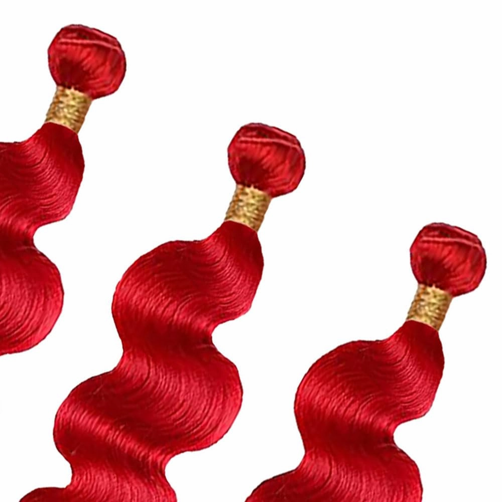 Red Bundles Human Hair Burgundy Body Wave Bundles Human Hair 12 14 16 Inch Unprocessed 8A Brazilian Virgin Light Red Body Wave Bundles Human Hair Extensions Bright Red Bundles