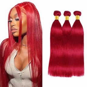 Red Bundles Human Hair Straight 3 Bundles 28 30 32 Inch Unprocessed Brazilian Virgin Remy Bright Red Bundle Hair Weave Burgundy Straight Bundle Human Hair Extensions