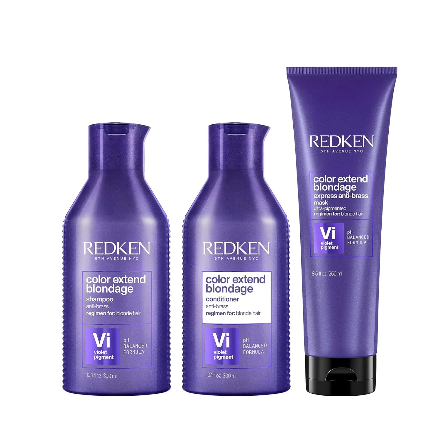 REDKEN Blondage Color Depositing Purple Shampoo, Conditioner and Anti-Brass Mask Set For Blonde Hair - Neutralizes Brassy Tones In Blonde Hair With Citric Acid
