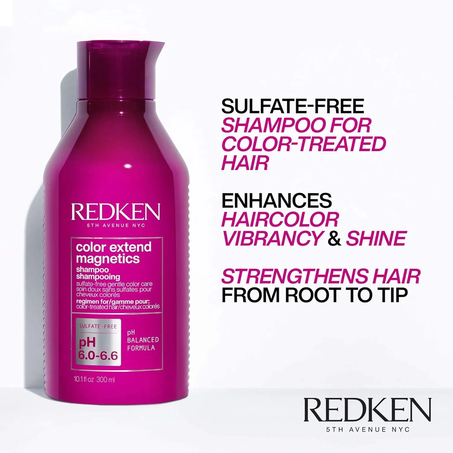 Redken Color Extend Magnetics Shampoo For Color-Treated Hair - Gently Cleanses & Protects Color, With Amino Acid, Sulfate-Free Shampoo