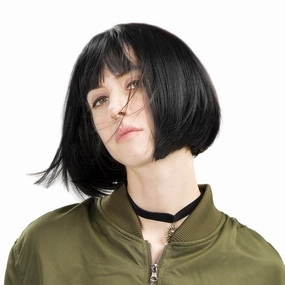 REECHO 11" Short Bob Wig with bangs Synthetic Hair for White Black Women Color: Black