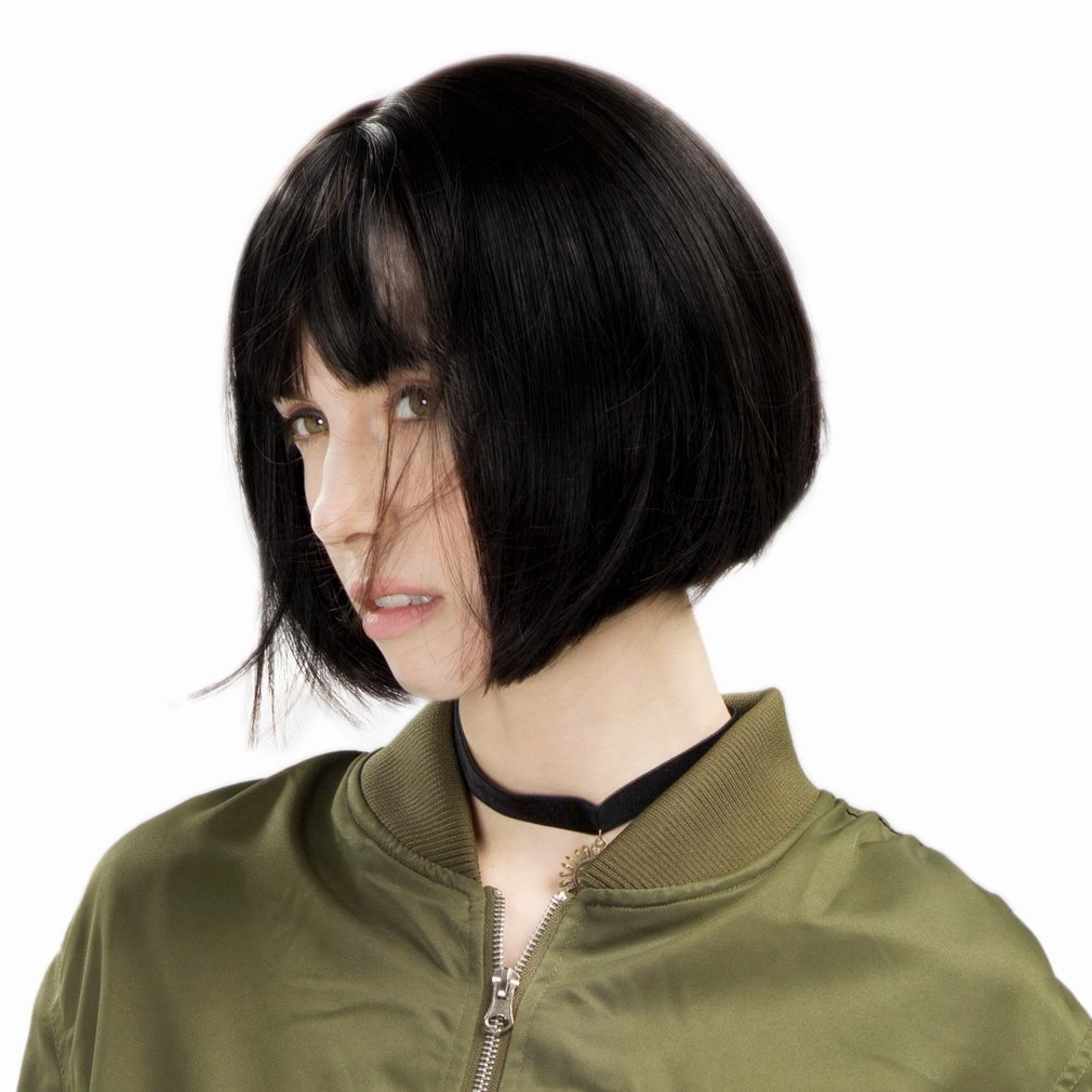 REECHO 11" Short Bob Wig with bangs Synthetic Hair for White Black Women Color: Black