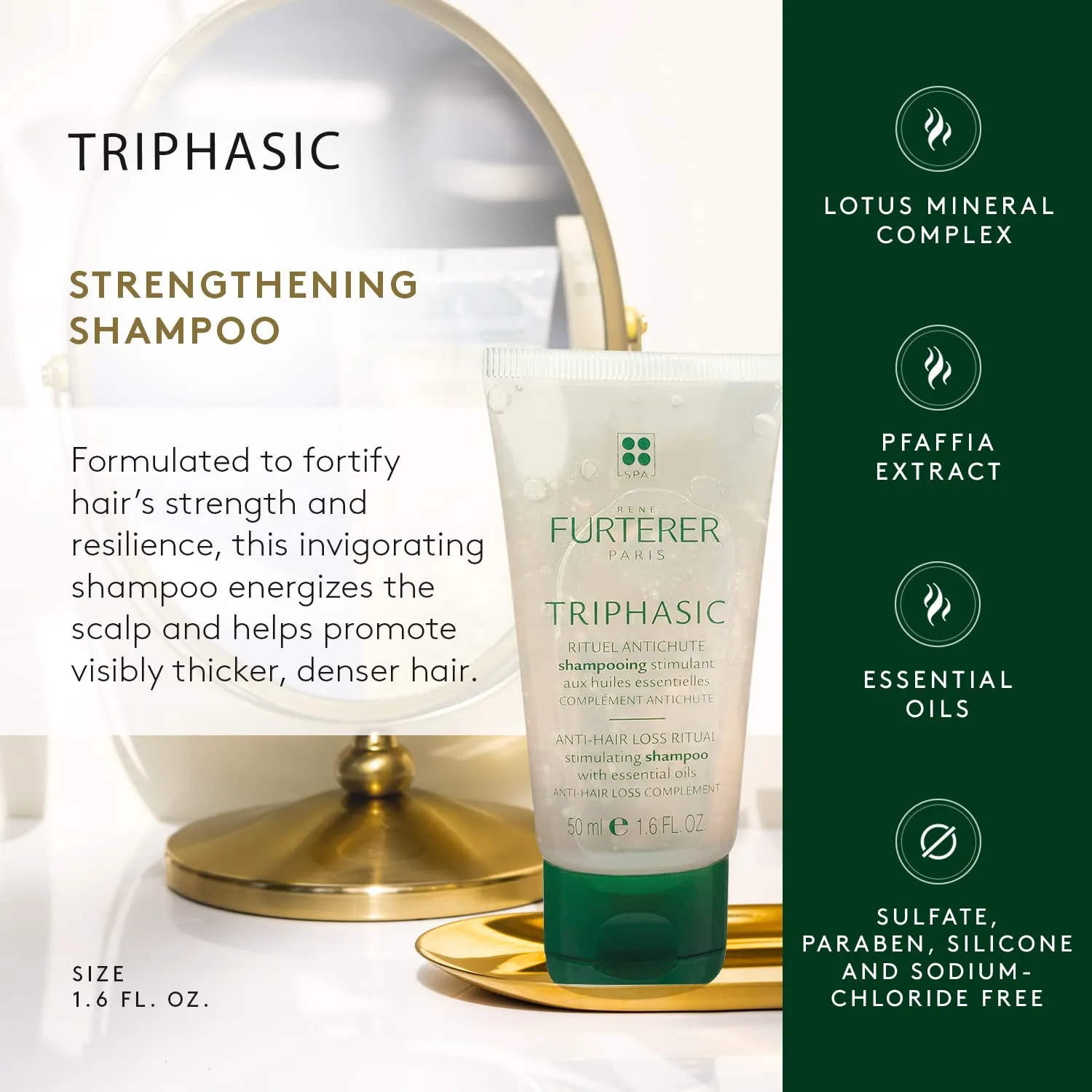 Rene Furterer TRIPHASIC Strengthening Shampoo - Thinning Hair - Fortify Hair's Strength - Scalp Nutrition - For Men & Women