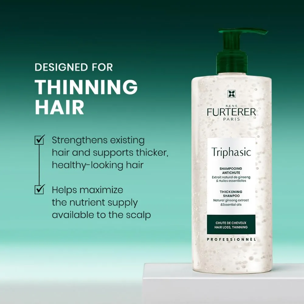 Rene Furterer TRIPHASIC Strengthening Shampoo - Thinning Hair - Fortify Hair's Strength - Scalp Nutrition - For Men & Women