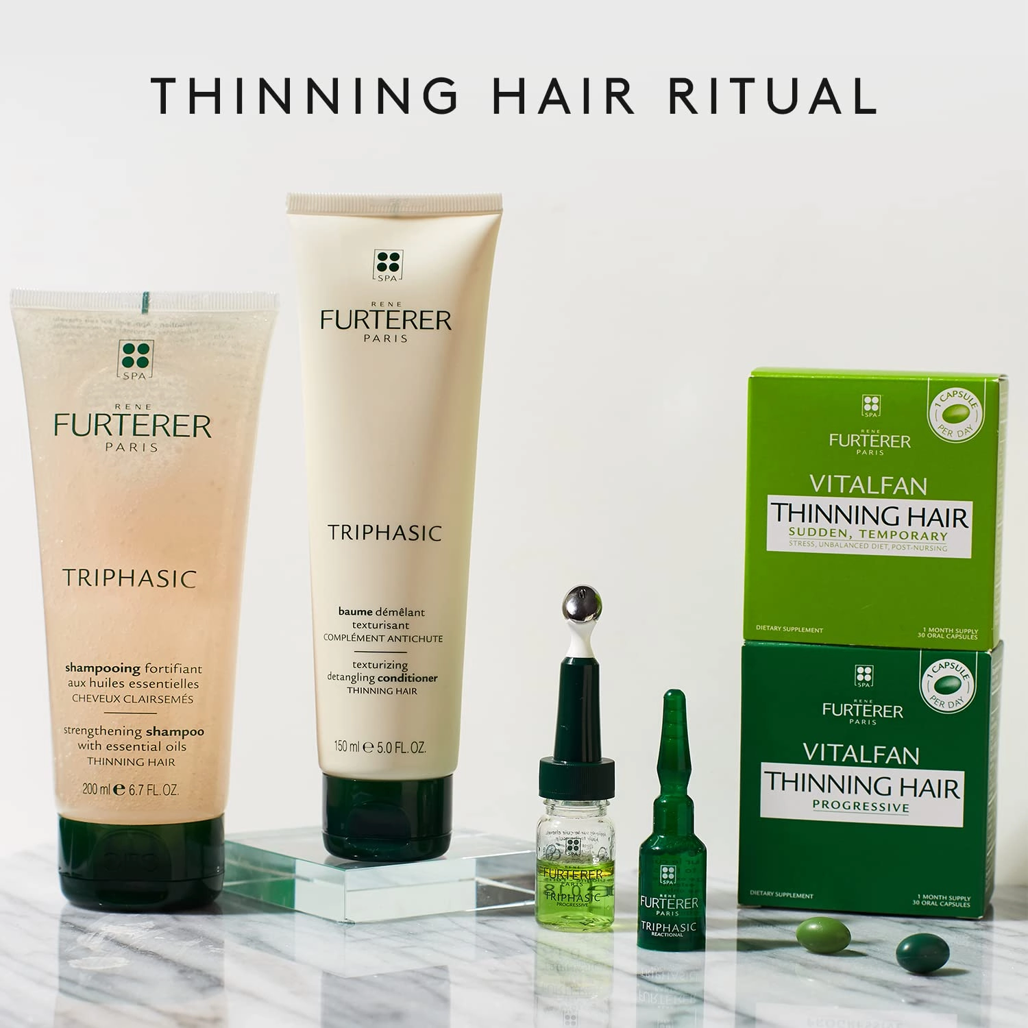 René Furterer TRIPHASIC Thickening Shampoo – For Thinning Hair – Improves hair density & strength – Scalp Nutrition – Rosemary Oil - For Men & Women - Color Safe