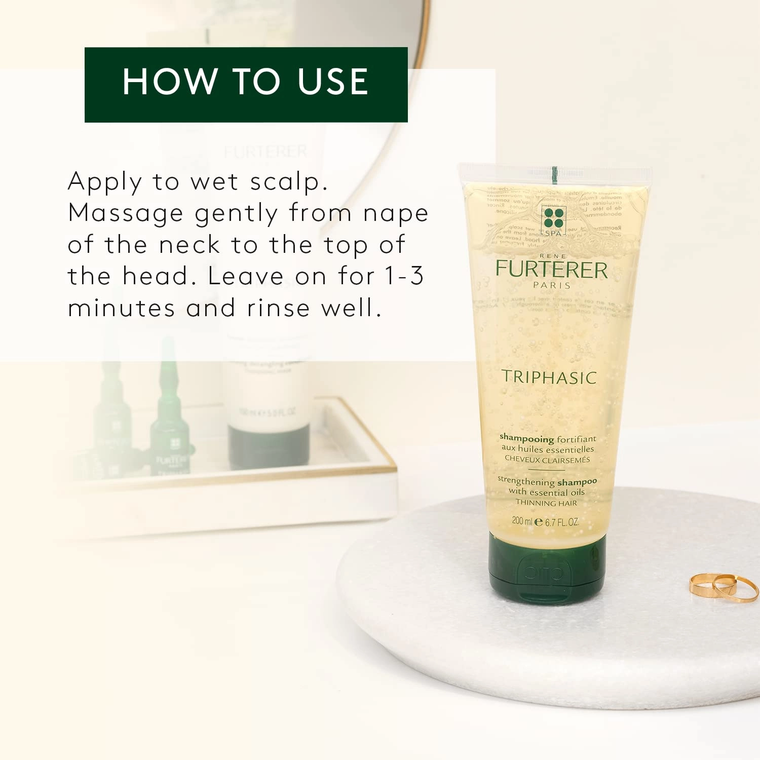René Furterer TRIPHASIC Thickening Shampoo – For Thinning Hair – Improves hair density & strength – Scalp Nutrition – Rosemary Oil - For Men & Women - Color Safe