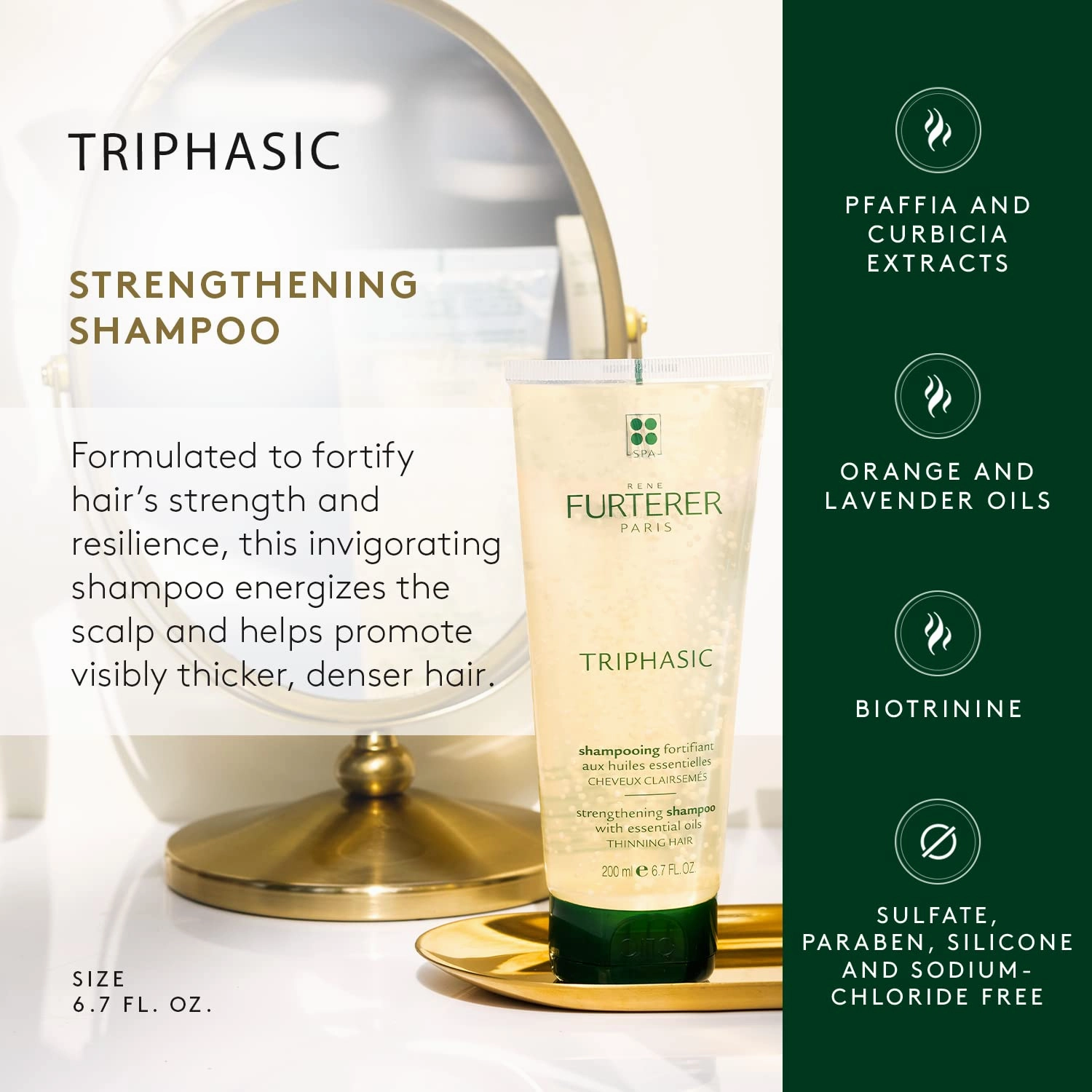 René Furterer TRIPHASIC Thickening Shampoo – For Thinning Hair – Improves hair density & strength – Scalp Nutrition – Rosemary Oil - For Men & Women - Color Safe