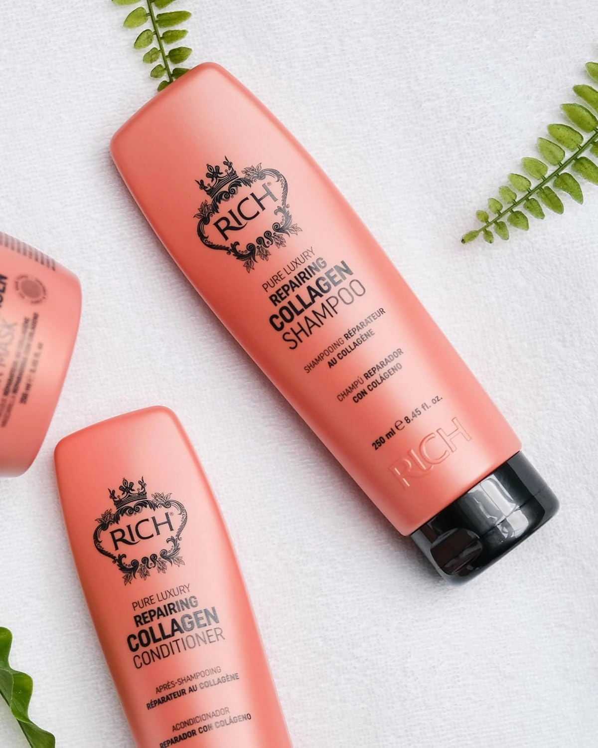 RICH Pure Luxury Repairing Collagen Shampoo for Fragile & Weak Hair - Helps to Strengthen and Moisturize Dry and Brittle - Hair Proteins, Collagen, Marula Oil & Macadamia Nut Oil - 8.45 oz