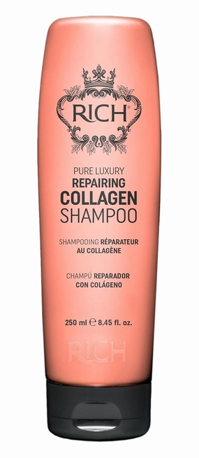 RICH Pure Luxury Repairing Collagen Shampoo for Fragile & Weak Hair - Helps to Strengthen and Moisturize Dry and Brittle - Hair Proteins, Collagen, Marula Oil & Macadamia Nut Oil - 8.45 oz