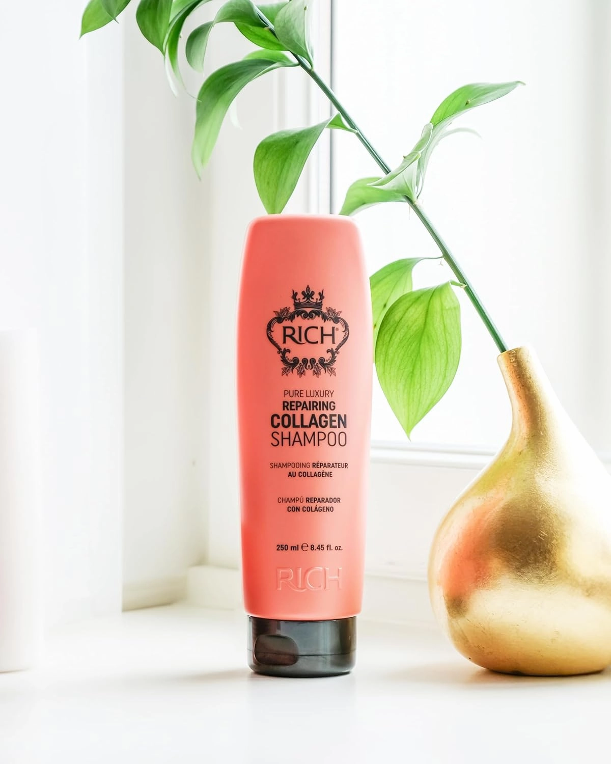RICH Pure Luxury Repairing Collagen Shampoo for Fragile & Weak Hair - Helps to Strengthen and Moisturize Dry and Brittle - Hair Proteins, Collagen, Marula Oil & Macadamia Nut Oil - 8.45 oz