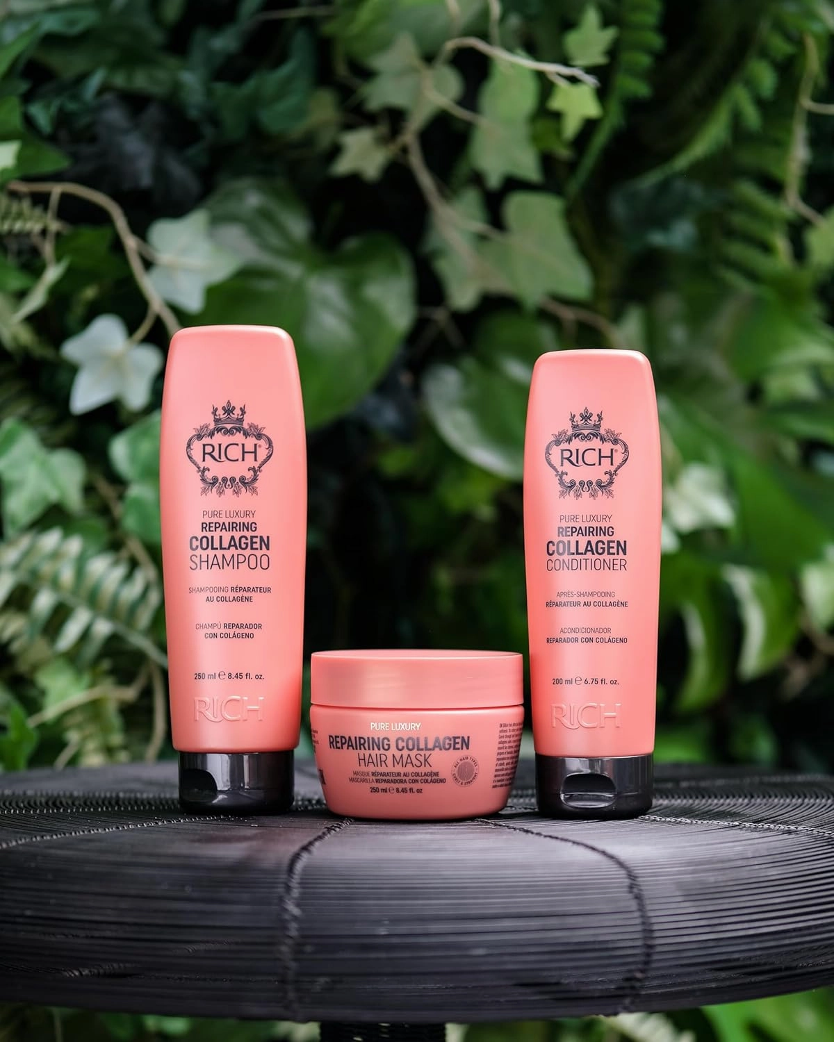 RICH Pure Luxury Repairing Collagen Shampoo for Fragile & Weak Hair - Helps to Strengthen and Moisturize Dry and Brittle - Hair Proteins, Collagen, Marula Oil & Macadamia Nut Oil - 8.45 oz