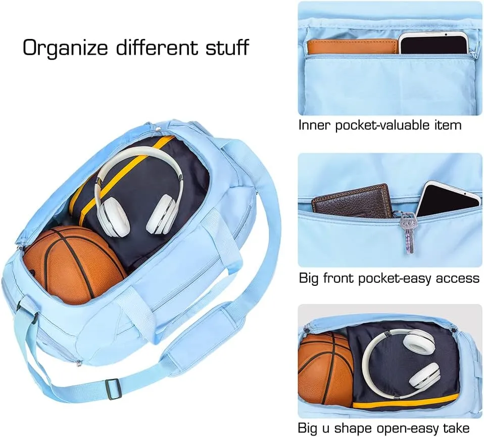 ROTOT Gym Duffel Bag, Gym Bag with Waterproof Shoe Pouch, Weekend Travel Bag with a Water-resistant Insulated Pocket