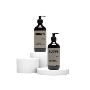 RUDY's 1-2 Shower Essentials Bundle - Shampoo and Conditioner - Natural Ingredients, Sulfate & Paraben Free (16 fl oz Each)
