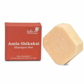 Rustic Art Amla Shikakai Organic Shampoo Bar with Methi & Ginger | Reduces hair fall, Detangles | Sulphate & Paraben Free | Natural & Organic | For Women & Men | 75 Gm