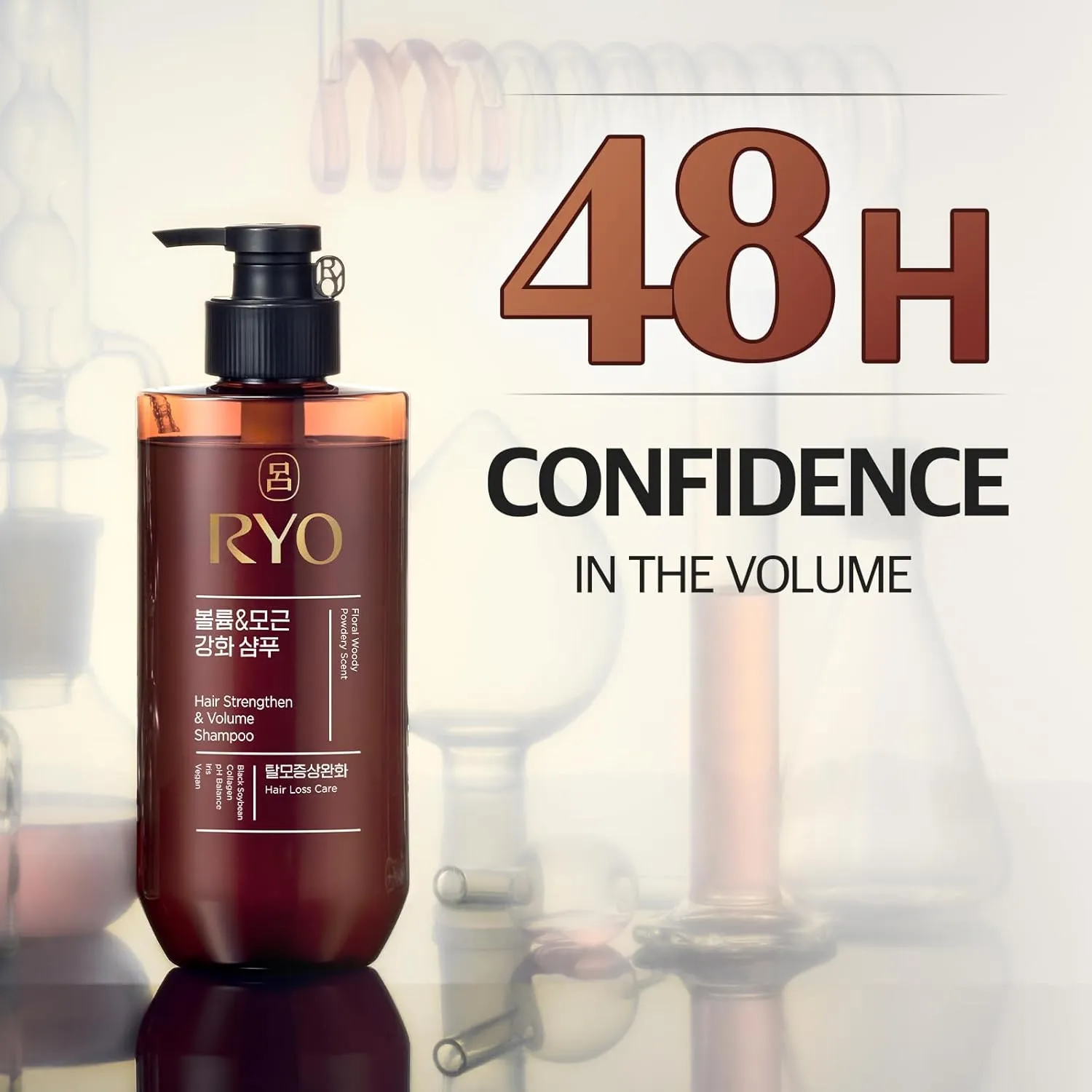 RYO Strengthen & Volume Shampoo with Korean Ginseng & Caffeine - Volumizing and Revitalizing for Fine Hair, Anti Loss Care, Strengthening hair roots, 16 Fl Oz.