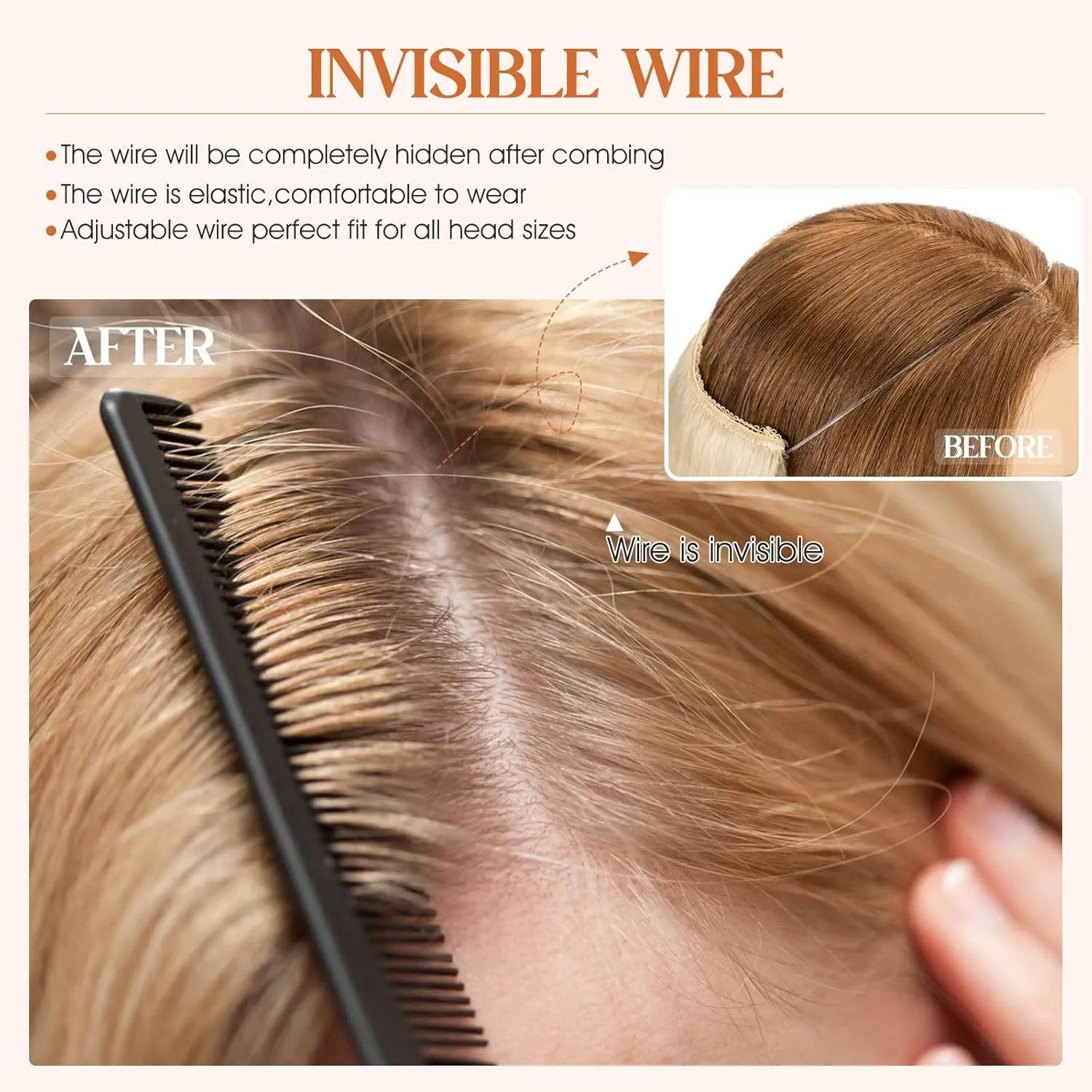 S-noilite Halo Hair Extensions Real Human Hair 12inch Short Wavy Halo Hair Extensions for Women Adjustable WireHair Extensions Golden Brown/Bleach Blonde