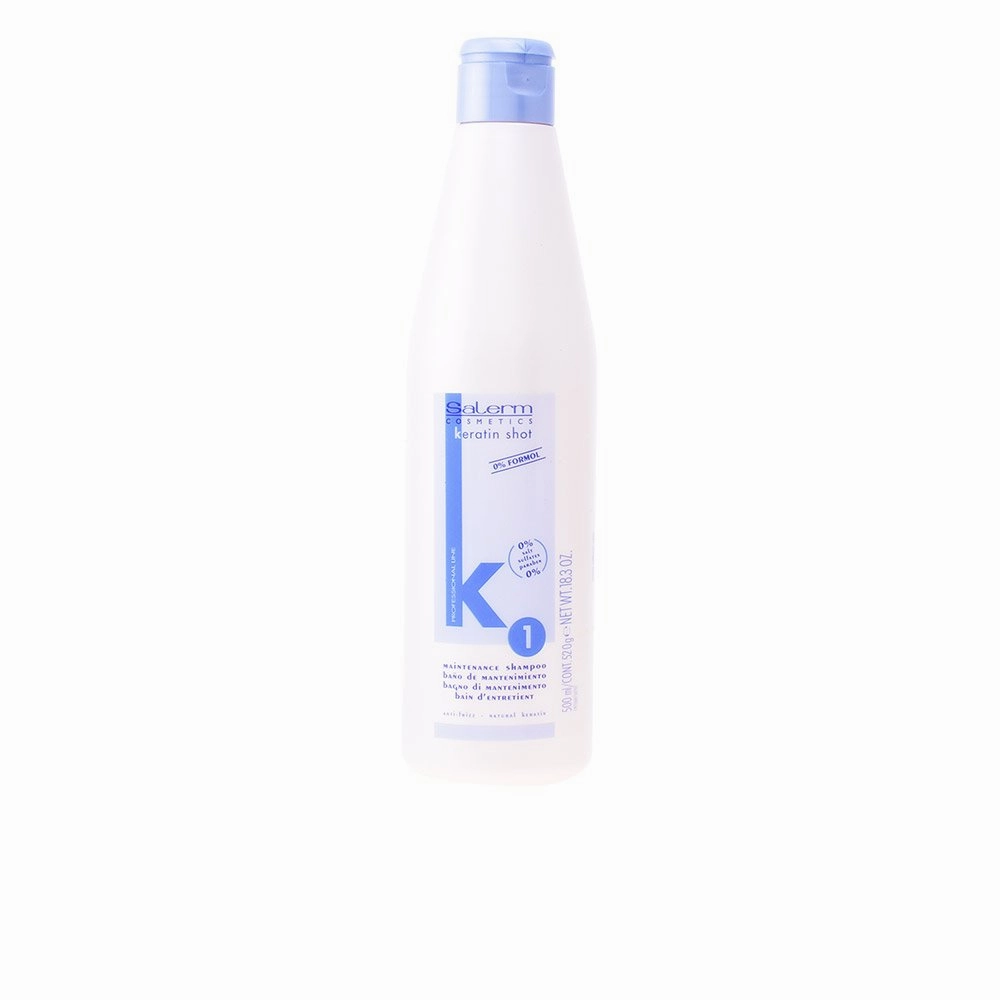 SALERM - Keratin Shot - Sulfate-Free Shampoo - 500 ml - Preparation and Maintenance for Keratin Straightening Treatment - Smooth and Shiny Hair