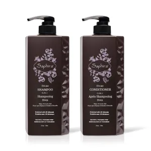 Saphira Divine Curls Shampoo & Conditioner for Curly, Wavy & Multi-Textured Hair, Sulfate-Free, Paraben-Free, Deeply Cleanses, Restores & Hydrates