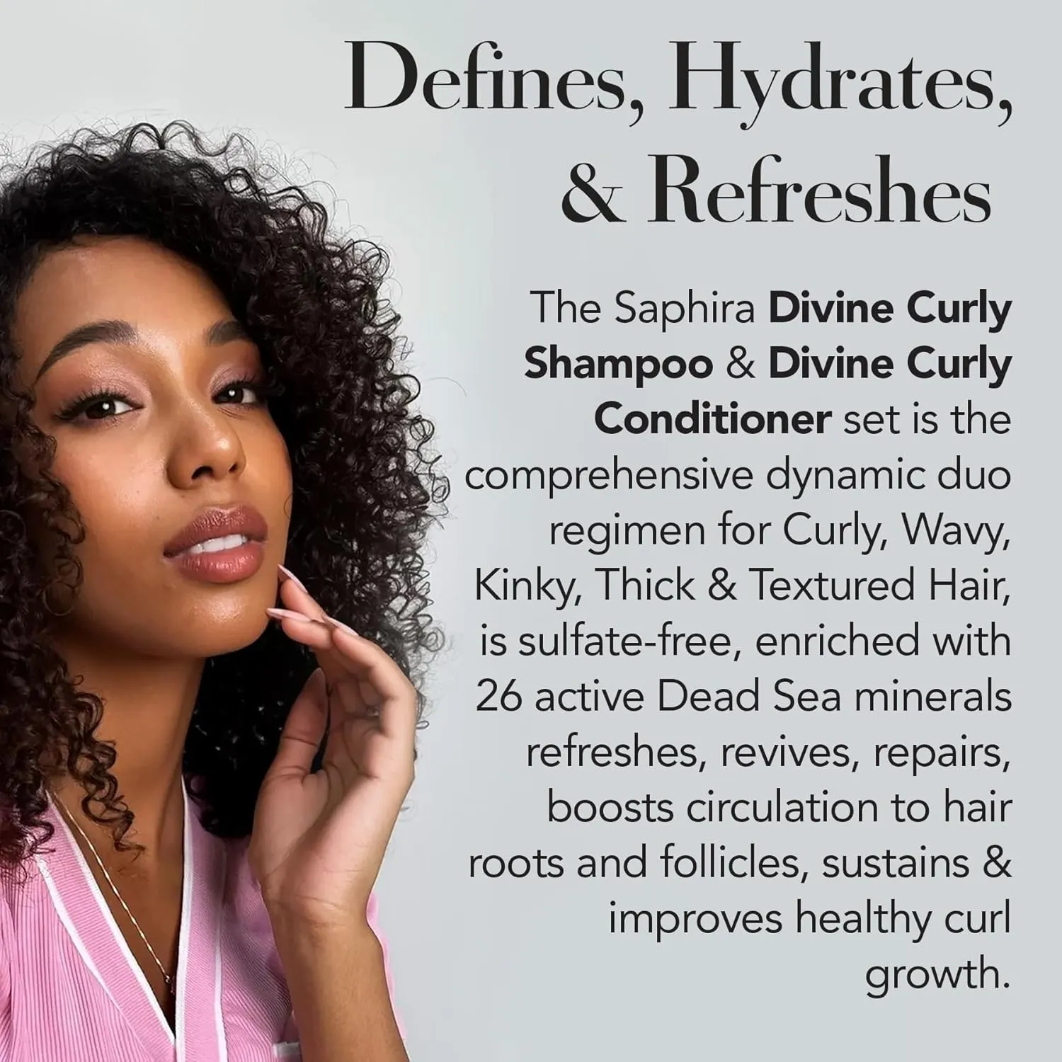 Saphira Divine Curls Shampoo & Conditioner for Curly, Wavy & Multi-Textured Hair, Sulfate-Free, Paraben-Free, Deeply Cleanses, Restores & Hydrates