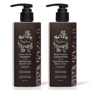 Saphira Mineral Treatment Shampoo and Conditioner for Fine, Thin and Color-Treated Hair, Sulfate-Free, Paraben-Free, Strengthens, Volumizes and Defines Weak and Fragile Hair