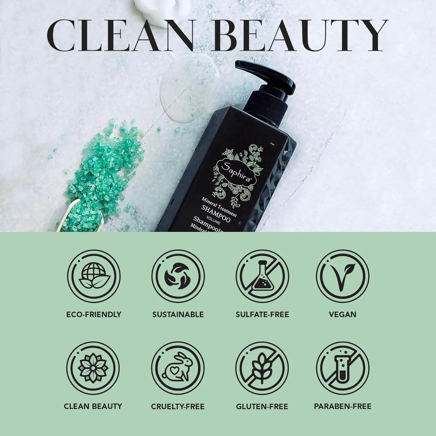 Saphira Mineral Treatment Shampoo for Fine, Thin and Color-Treated Hair, Sulfate-Free, Paraben-Free, Strengthens, Volumizes and Defines Weak and Fragile Hair