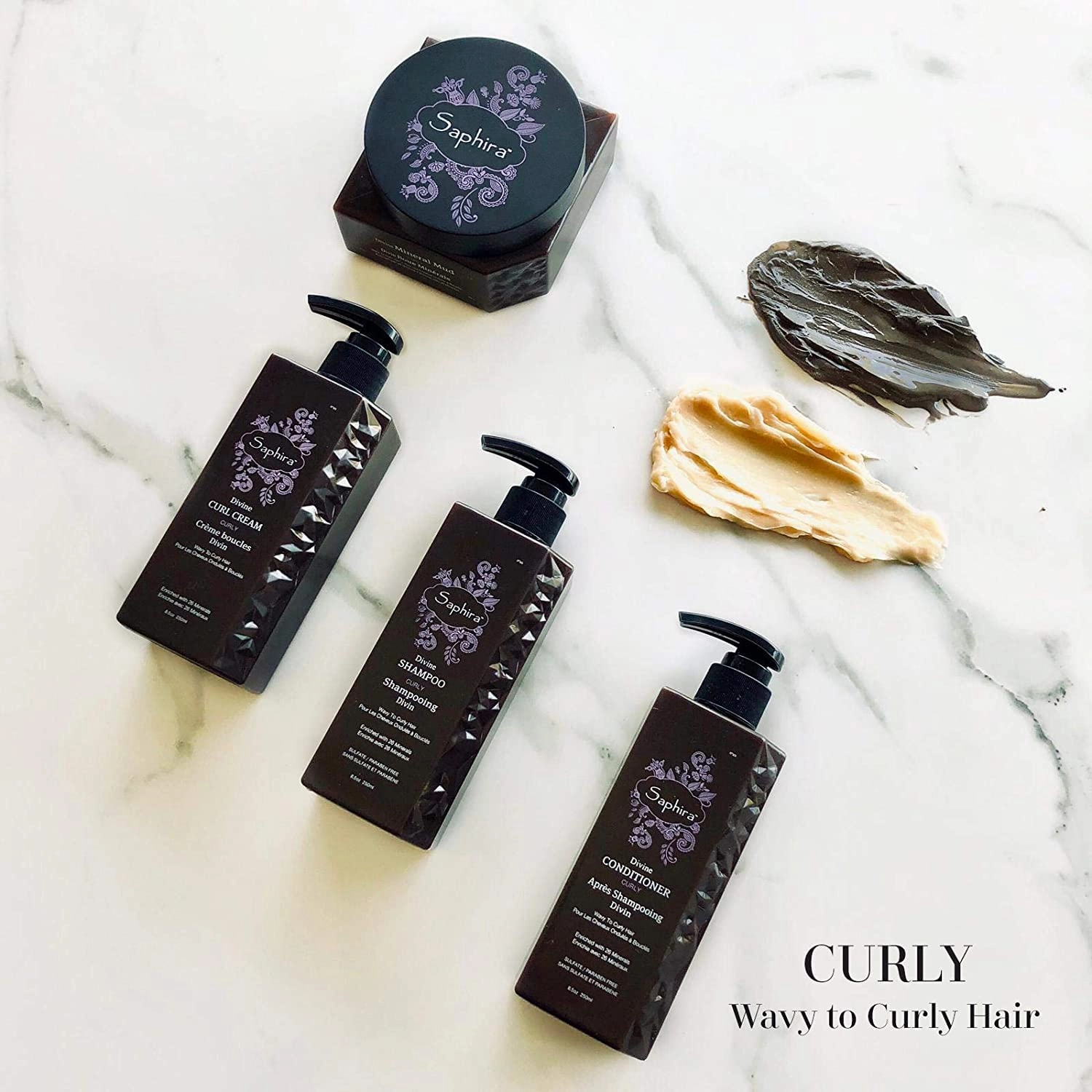 Saphira Divine Curls Shampoo for Curly, Wavy and Multi-Textured Hair, Sulfate-Free, Paraben-Free, Deeply Cleanses, Restores and Hydrates Curls