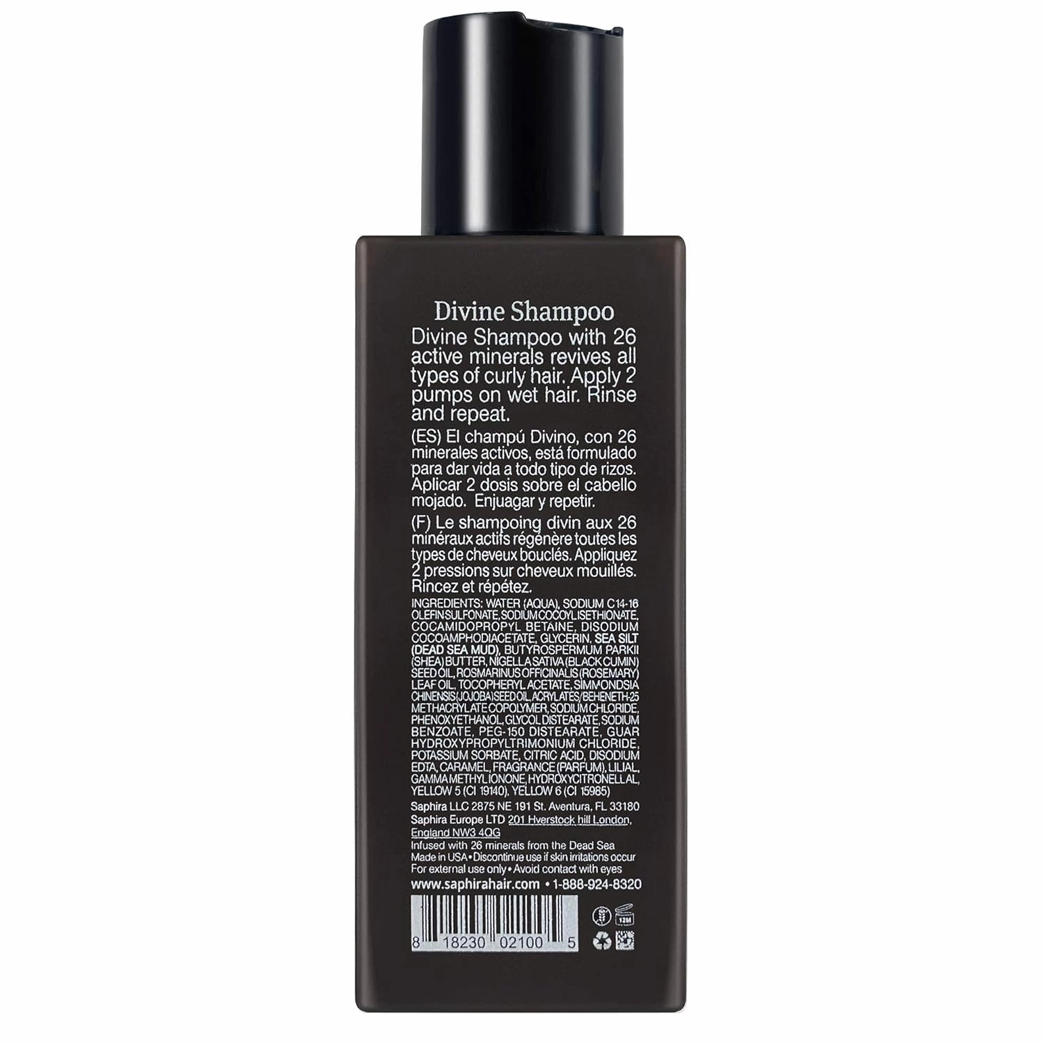 Saphira Divine Curls Shampoo for Curly, Wavy and Multi-Textured Hair, Sulfate-Free, Paraben-Free, Deeply Cleanses, Restores and Hydrates Curls