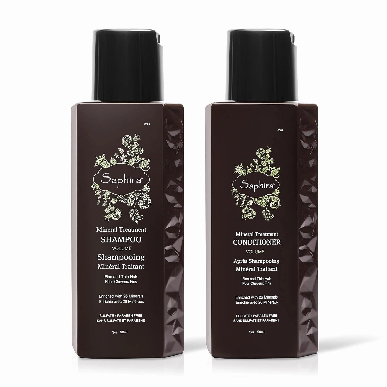 Saphira Mineral Treatment Shampoo and Conditioner for Fine, Thin and Color-Treated Hair, Sulfate-Free, Paraben-Free, Strengthens, Volumizes and Defines Weak and Fragile Hair