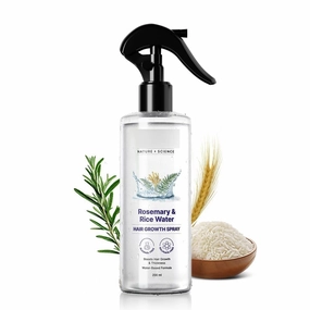 Science Rosemary Water Spray for Hair Growth & Hair Thickness with Rice Water | Soft & Smooth Hair | Controls Hairfall & Adds Shine | Non-Greasy & Fast Absorbing | 200 ml