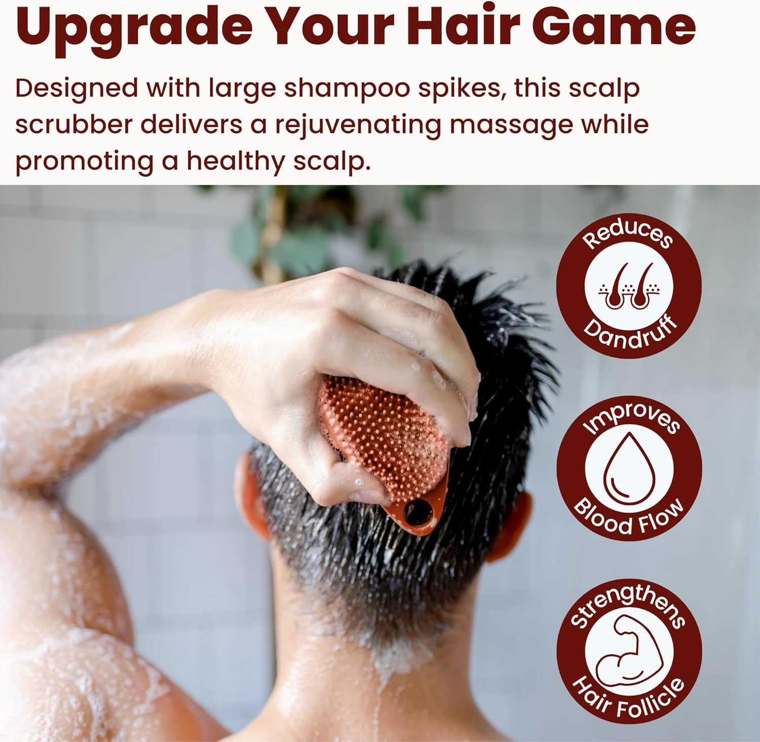 Scrub-dub™ - Premium Antimicrobial Scalp and Body Scrubber | Face Exfoliator and Scalp Scrubber for Dandruff | Loofah and Exfoliating Washcloth Replacement | Made in The USA | Sedona Red