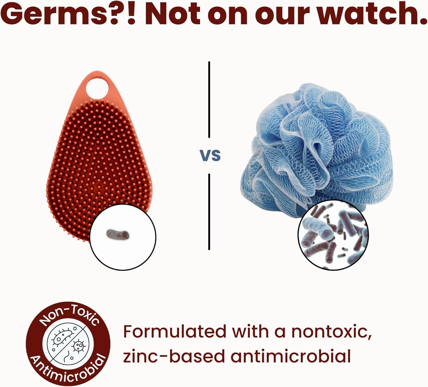 Scrub-dub™ - Premium Antimicrobial Scalp and Body Scrubber | Face Exfoliator and Scalp Scrubber for Dandruff | Loofah and Exfoliating Washcloth Replacement | Made in The USA | Sedona Red