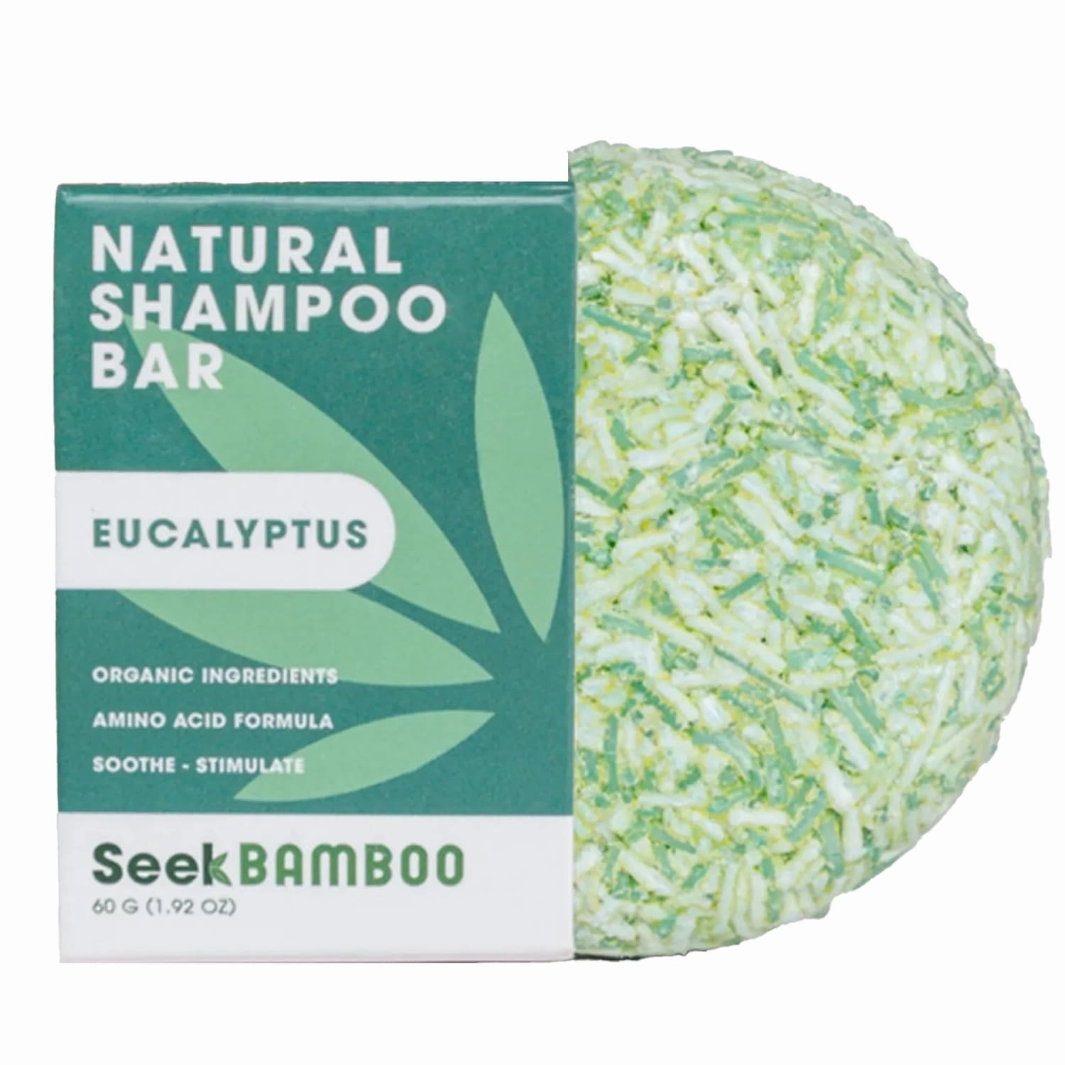 Seek Bamboo Eucalyptus Shampoo Bar - Natural Ingredients, Sulfate & Palm Oil Free Shampoo, 3.2 oz, Unisex, Travel Size, Invigorating Cleanse for Itchy Scalp