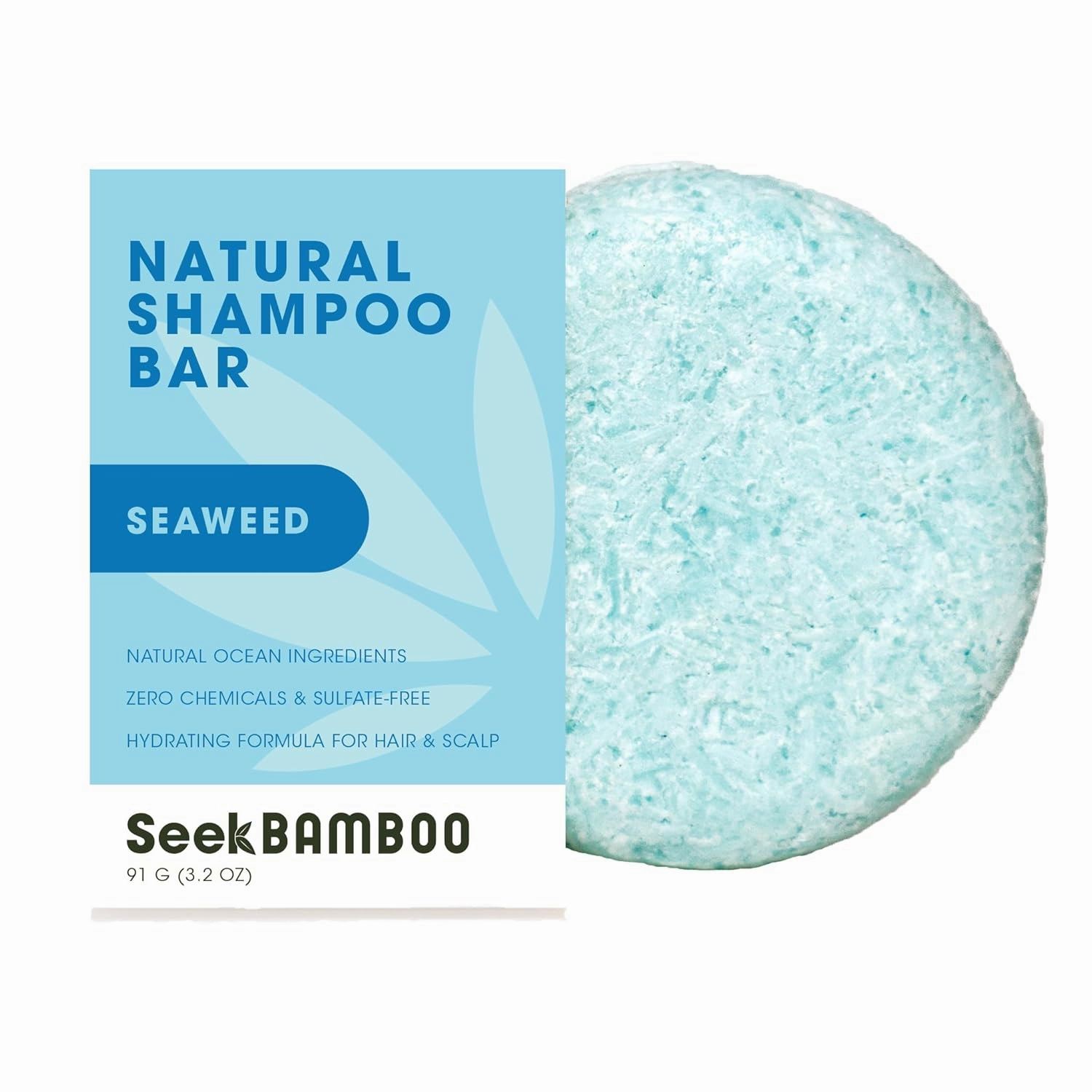 Seek Bamboo Shampoo Bar: Seaweed, Nourishing, SLS-Free, 3.2 oz, 70-90 Washes, Unisex, All Ages, Natural Ingredients, Eco-friendly