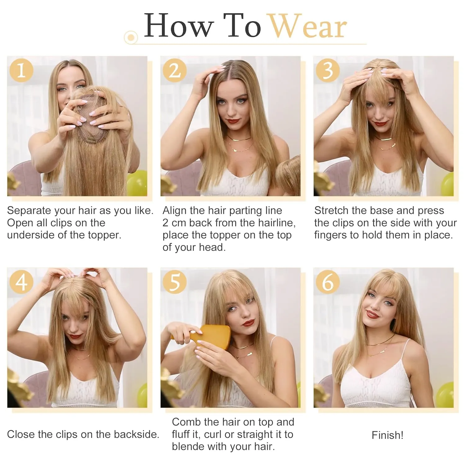 SEGO Hair Toppers for Women Real Human Hair With Bangs, 7 * 13CM Silk Base 100% Remy Human Hair Clip in Top Wiglet Hairpieces Add Volume -8 Inch 2 Dark Brown