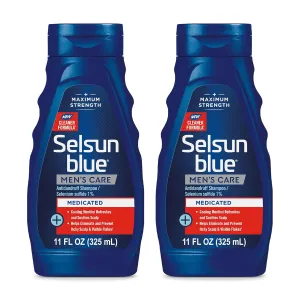 Selsun Blue Medicated Anti-dandruff Shampoo with Menthol, 11 fl. oz., Maximum Strength, Selenium Sulfide 1% (Pack of 2)