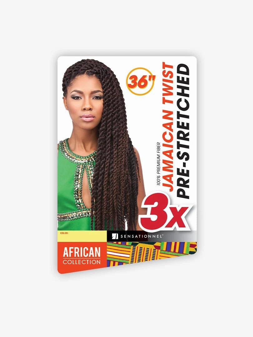 Sensationnel X-Pression Pre-Stretched Crochet Braid - 3X JAMAICAN TWIST 36" (1B Off Black)