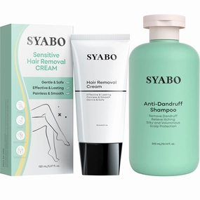 Sensitive Skin Hair Removal Cream with Anti Dandruff Shampoo, Sensitive Formula Depilatory Cream and Remove Dandruff and Itching, Soft and Fluffy, Scalp Care and Protect Scalp for Flaky, Dry