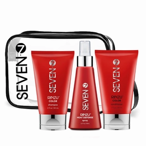 SEVEN Haircare Rinzu COLOR Travel Set with Vitamin B5, Sulfate & Paraben-Free, Color Protection Shampoo with Conditioner, Include Hair Heat Protectant Spray, Nourishes, Moisturizes, Travel Friendly