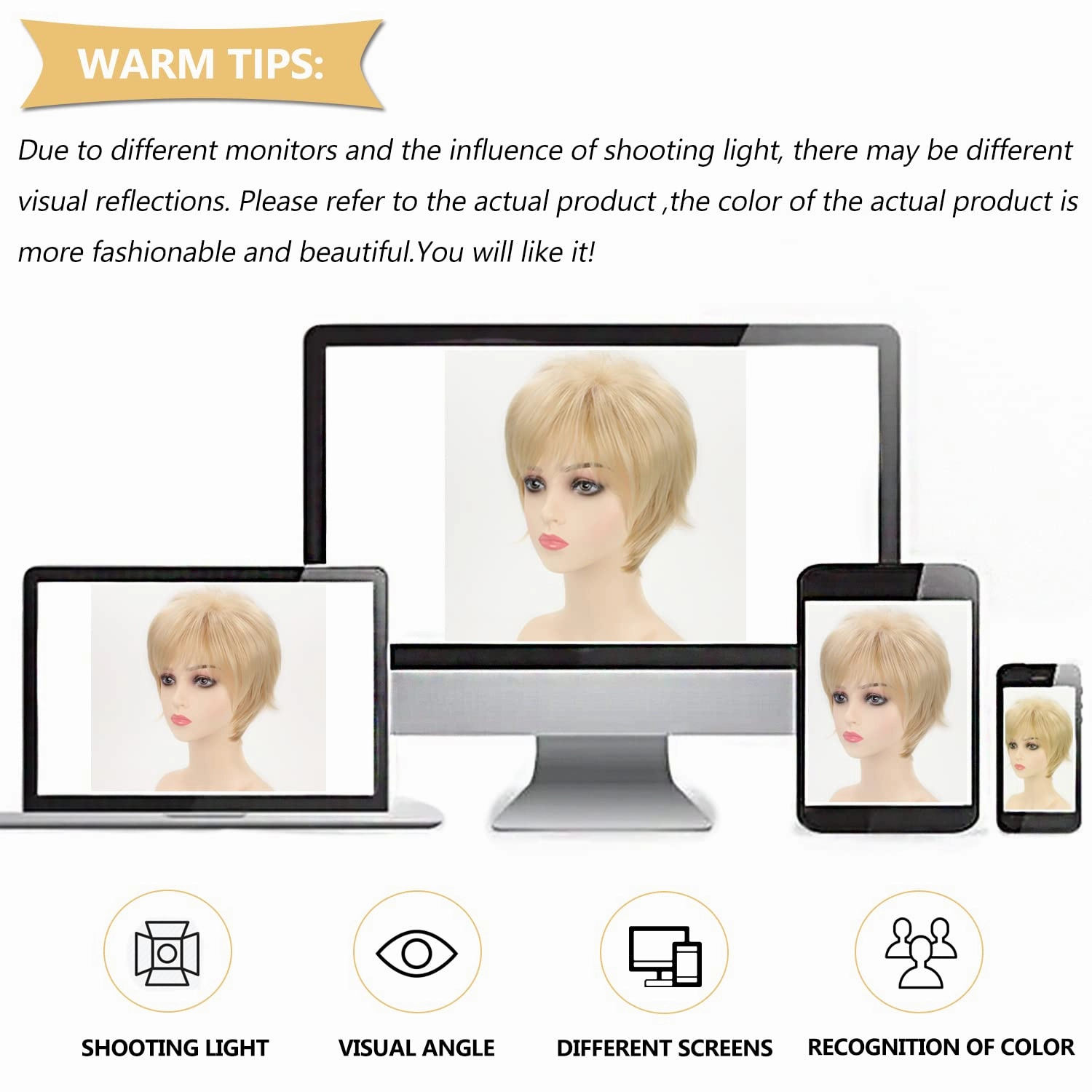 SEVENCOLORS Short Blonde Wigs for Women Pixie Cut Blonde Wigs with Bangs Straight Layered Short Hair Wigs Natural Looking Synthetic Light Blond Wigs