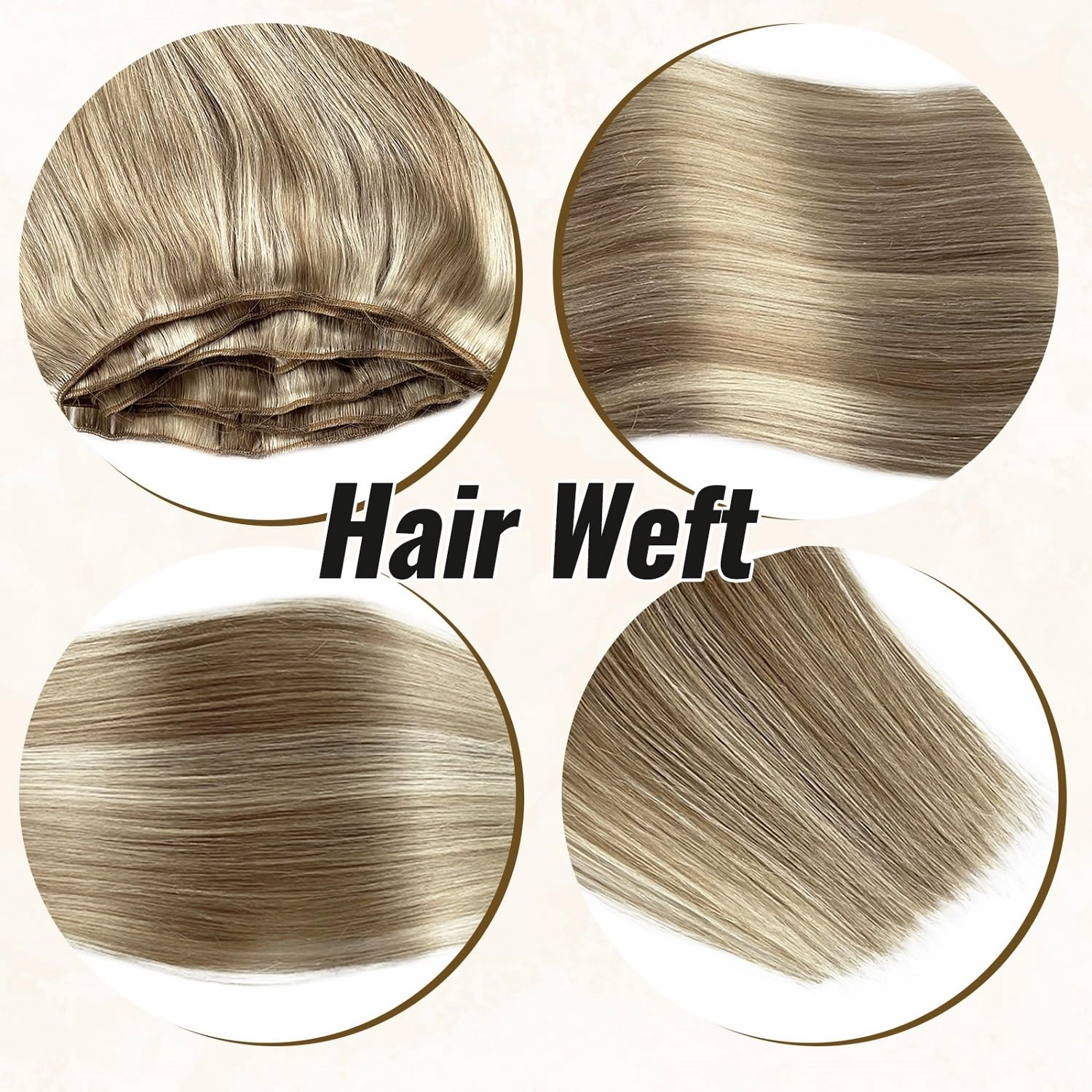 Sew in Hair Extensions Real Human Hair, Weft Hair Extensions Human Hair, 8/60 Balayage Ash Brown to Platinum Blonde Remy Hair Weft Bundles 16 Inch 100G Straight Highlights Human Hair Weave Bundles