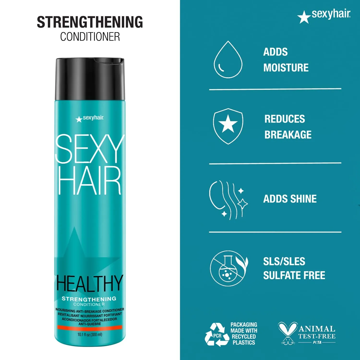 SexyHair Healthy Strengthening Anti-Breakage Shampoo/Conditioner | Helps Provide Strength and Flexibility to Damaged Hair | SLS and SLES Sulfate Free