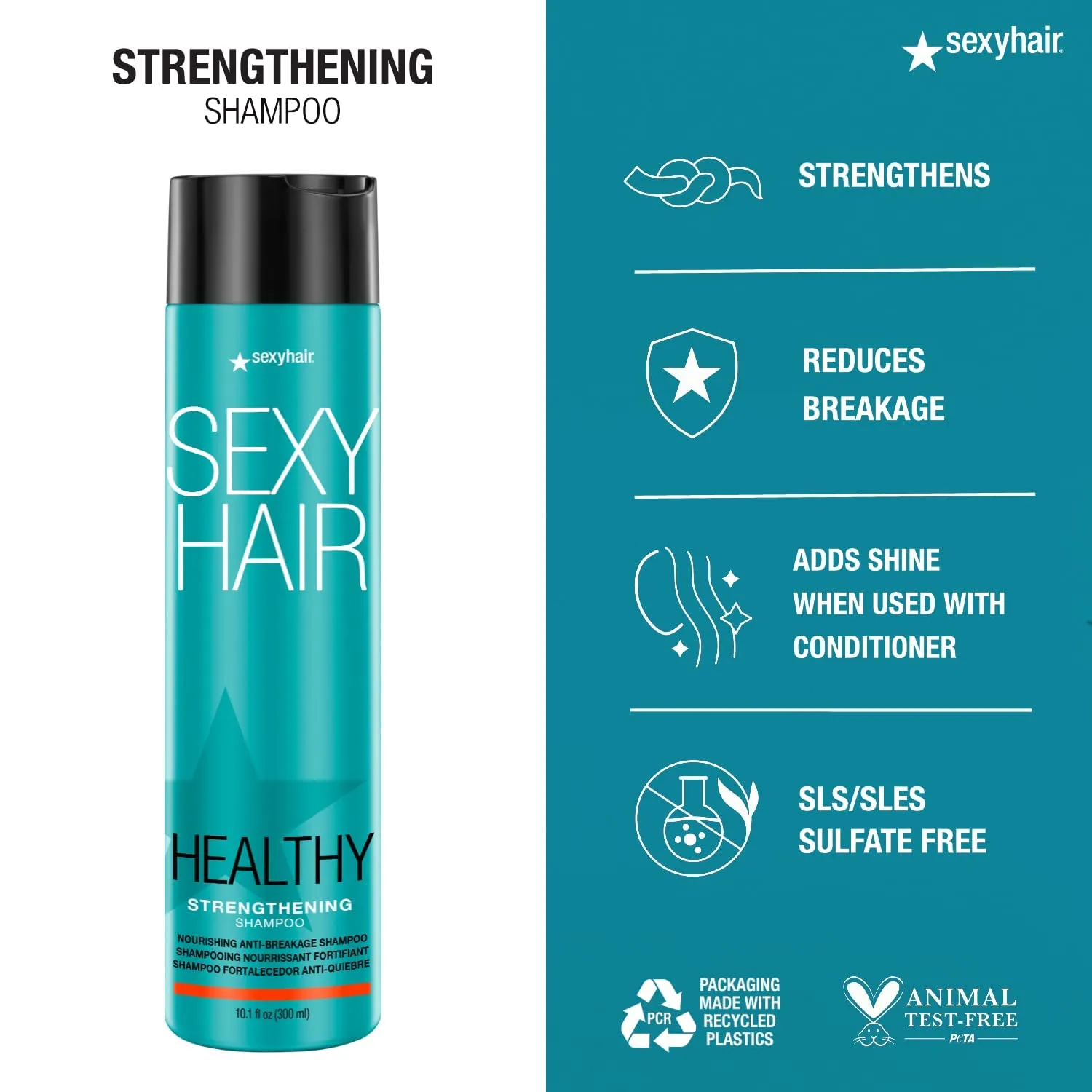 SexyHair Healthy Strengthening Anti-Breakage Shampoo/Conditioner | Helps Provide Strength and Flexibility to Damaged Hair | SLS and SLES Sulfate Free