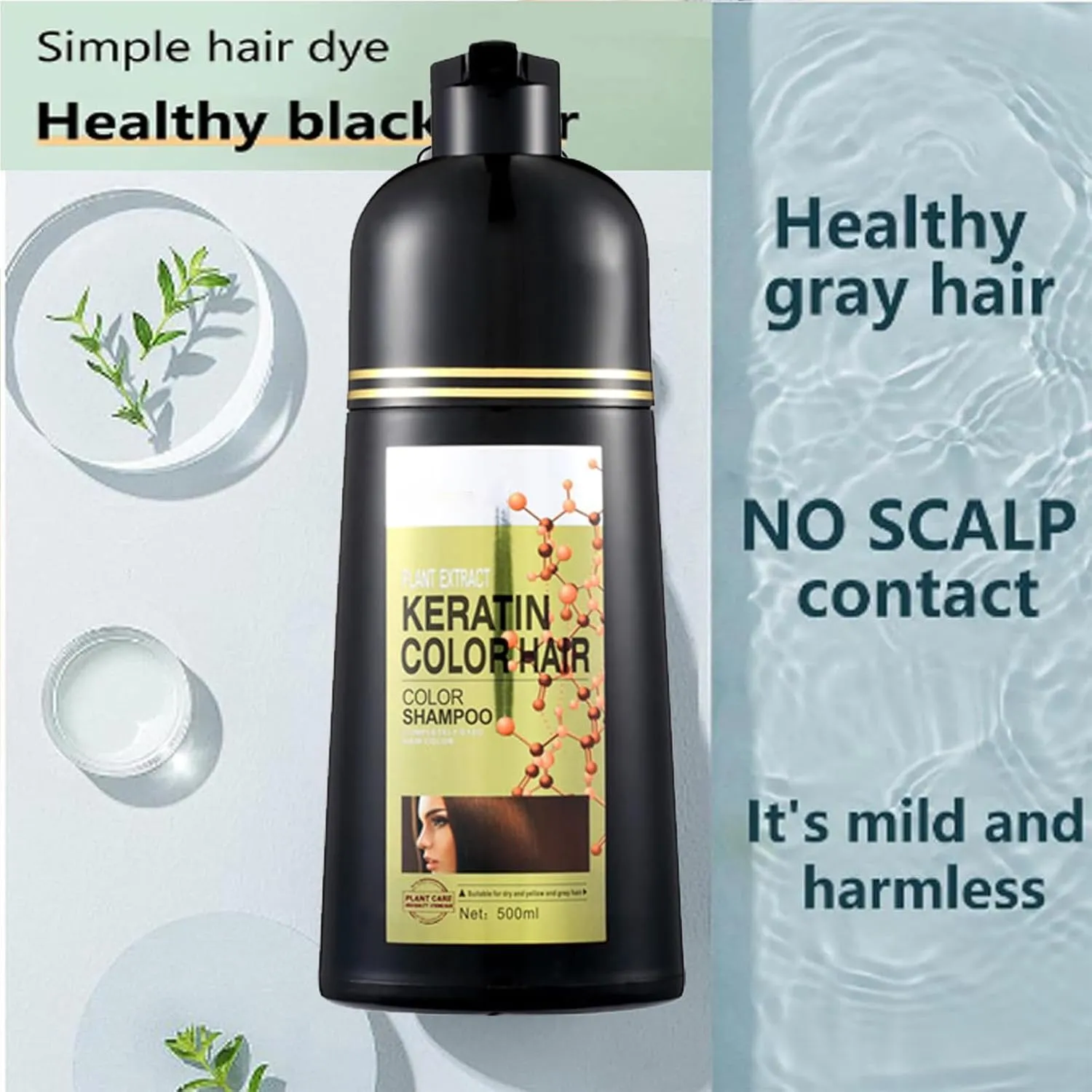 Shampoo Eterna Vida 6 En 1, Black Hair Dye Shampoo 3 In 1, Herbal Hair Dye Shampoo, Eterna Vida Color Dye Shampoo 6 In 1, Natural Plant Extract Herbal Shampoo (Black-B)