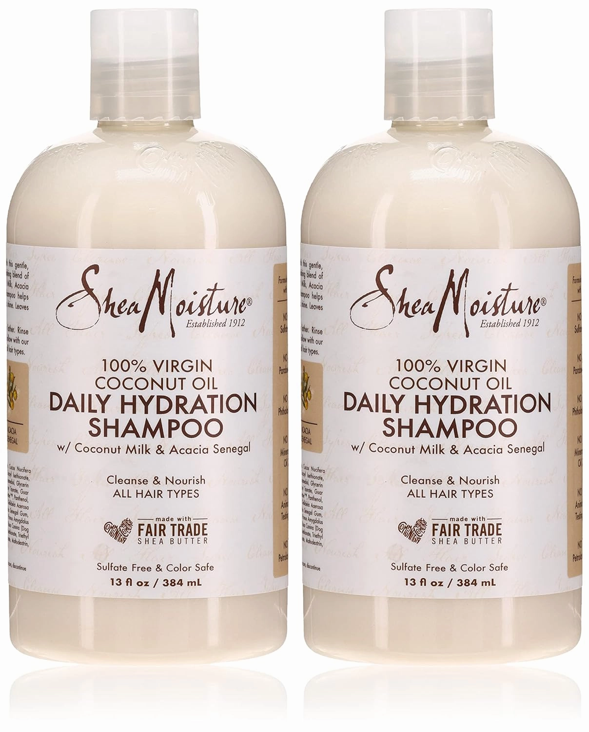 Shea Moisture 100% Virgin Coconut Oil Shampoo 13 Ounce (384ml) (2 Pack)