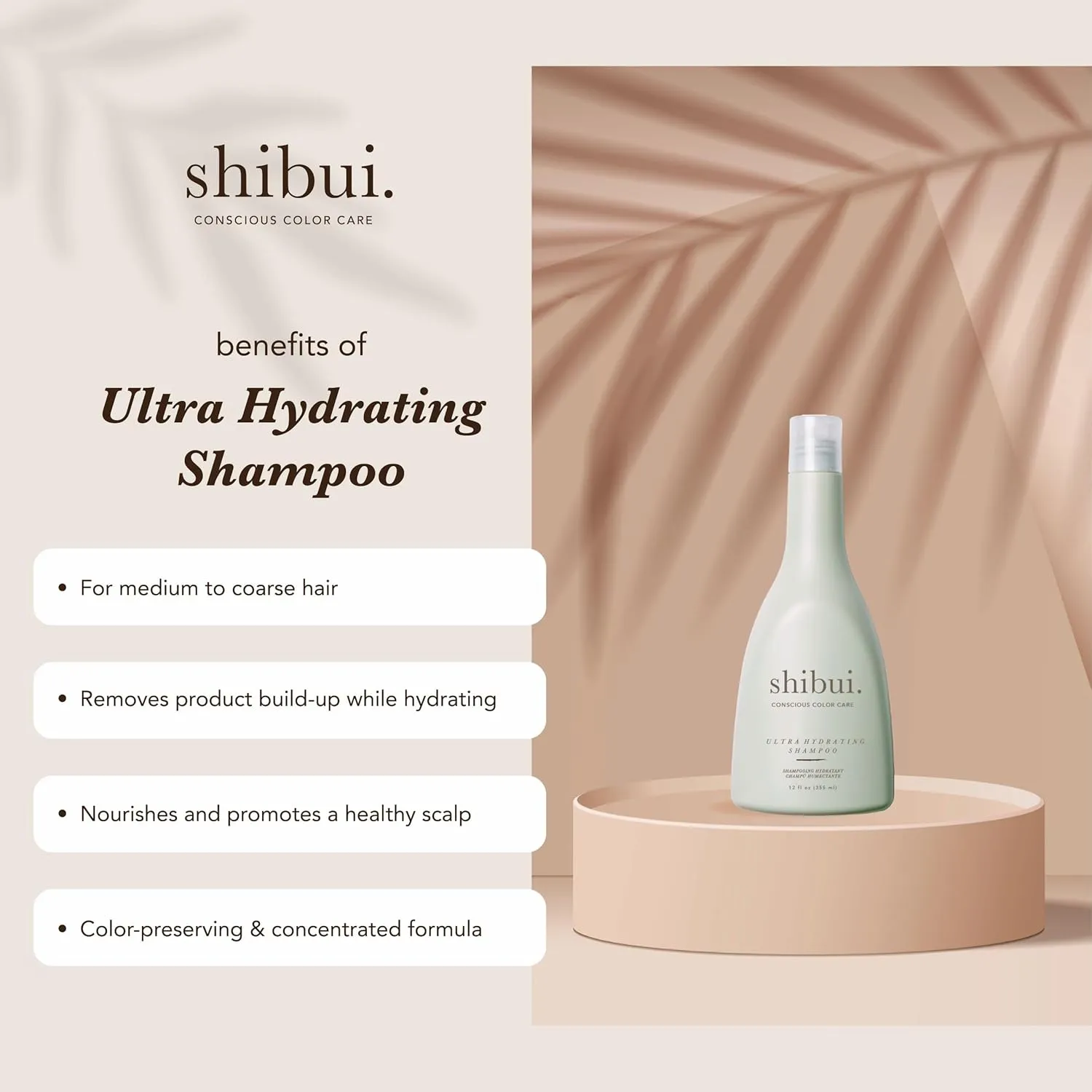 SHIBUI Conscious Color Care Ultra Hydrating Shampoo with Camellia & Lemongrass Oils - Silicone Free for Healthy and Clean Hair Medium to Coarse Fl Oz