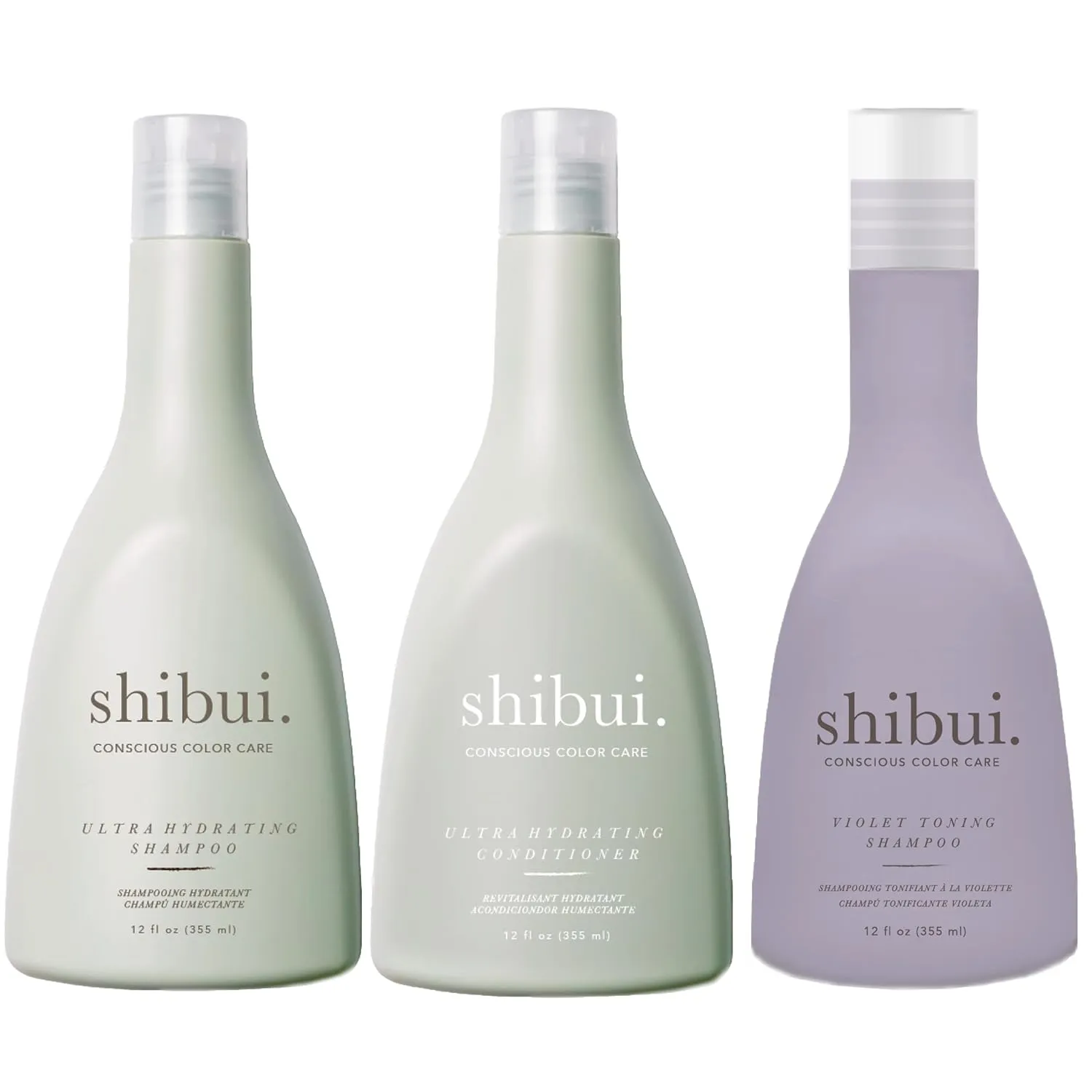 SHIBUI Ultra Hydrating Hair Care Duo & Violet Toning Shampoo, Cleanse & Moisturize With Conscious Color Care, 12 Fl Oz Each