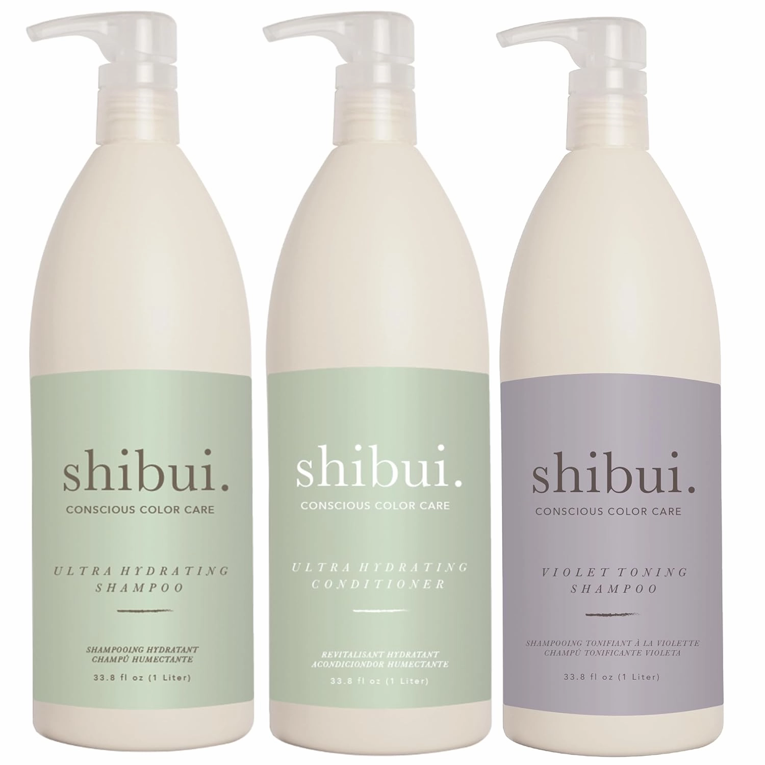 SHIBUI Ultra Hydrating Hair Care Duo & Violet Toning Shampoo, Cleanse & Moisturize With Conscious Color Care, 33 Fl Oz Each